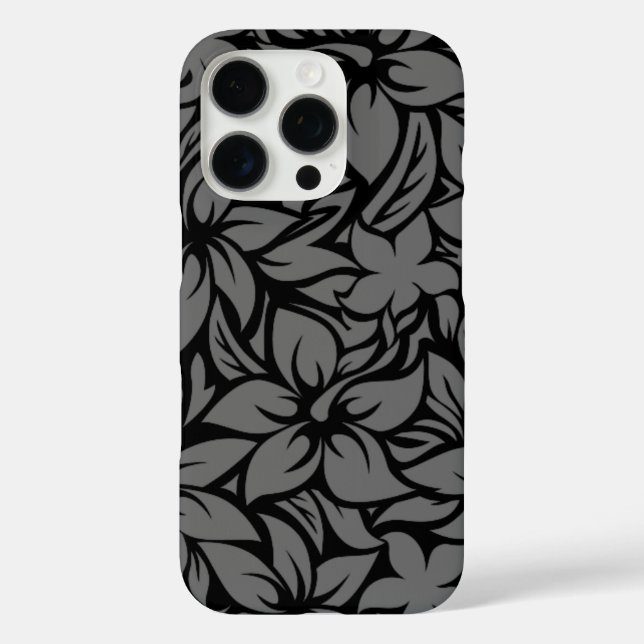 Coques Case-Mate iPhone Moloaa Bay Hawaii Hibiscus Tonal Black (Verso)
