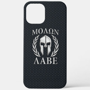 Coque Case-Mate iPhone Molon Labe Chrome Spartan Casque sur Grille