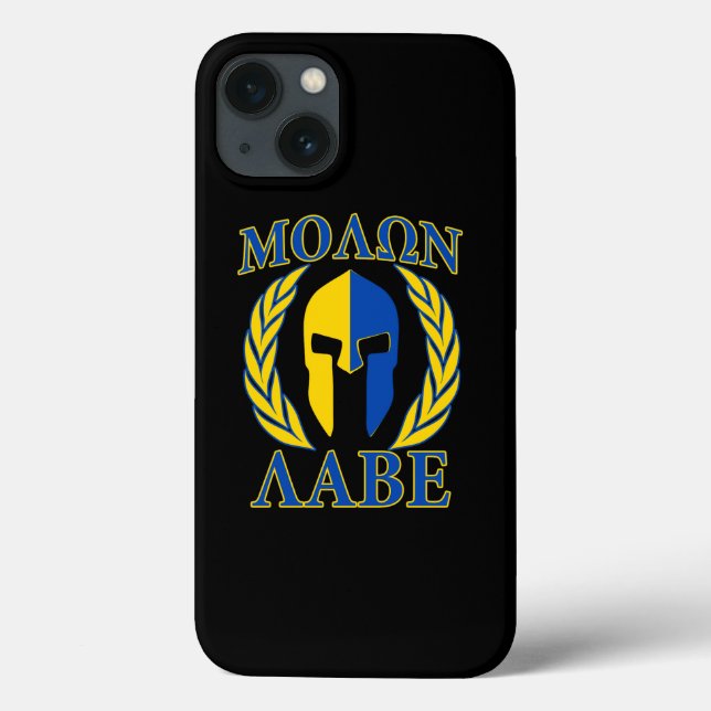 Coques Case-Mate iPhone Molon Labe Laurels Spartiates Bleu Jaune Accents (Verso)