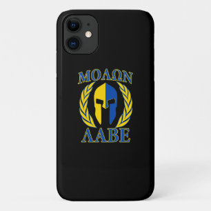 Etui iPhone Case-Mate Molon Labe Spartan Mask Laurels Bleu Jaune