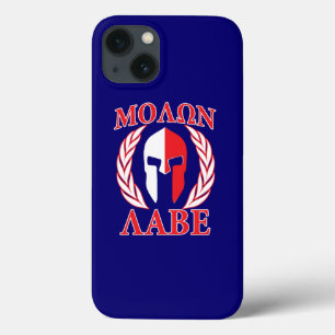 Etui iPhone 13 Molon Labe Spartan Mask Laurels Marine Blue