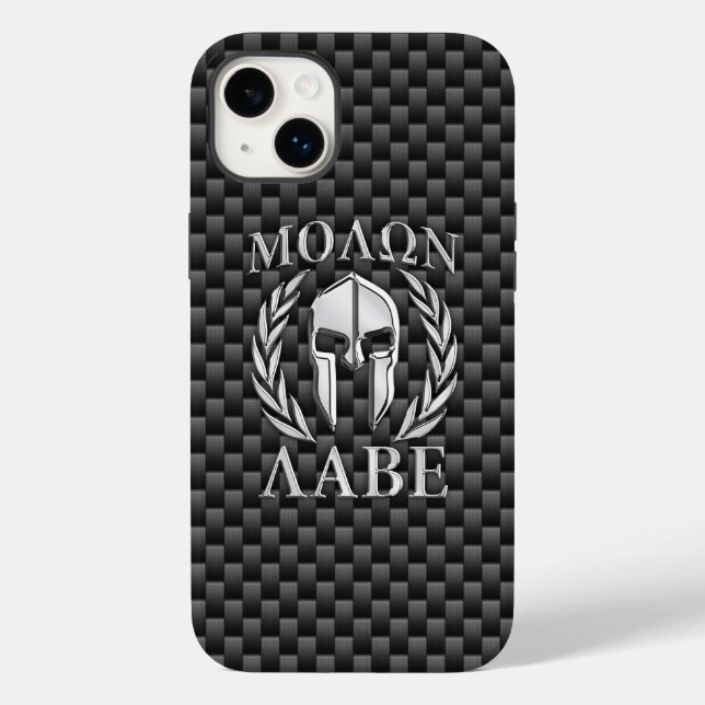 Coques Case-Mate iPhone Molon Labe Spartan Warrior Fibre de carbone Imprim (Verso)