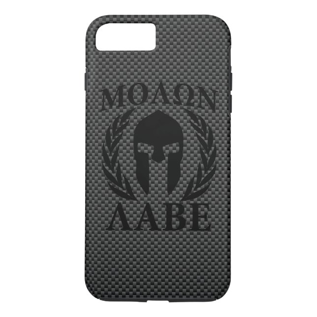 Coques Case-Mate iPhone Molon Labe Warrier Mask Laurels Fibre de carbone (Dos)