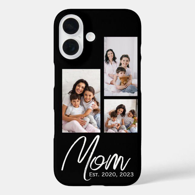 Coques Case-Mate iPhone Mom Established Modern Script Black 3 Photo Case (Verso)