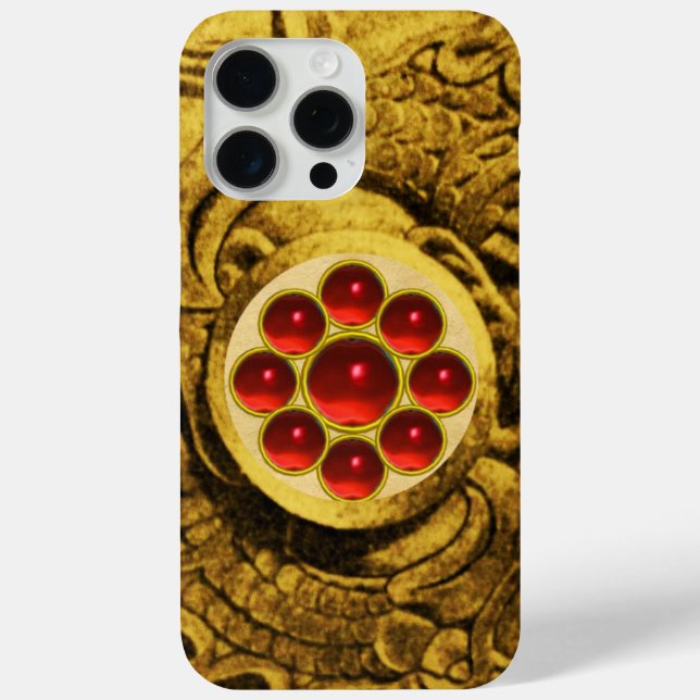 Coques Case-Mate iPhone MON AVEC GEMSTONS ROUGE GEMSTONS Gold Griffins (Verso)