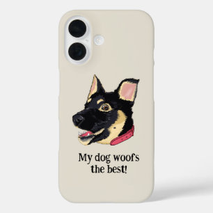 Coque Pour iPhone 16 Mon chien aboie le mieux   Drôle de chiot Berger A