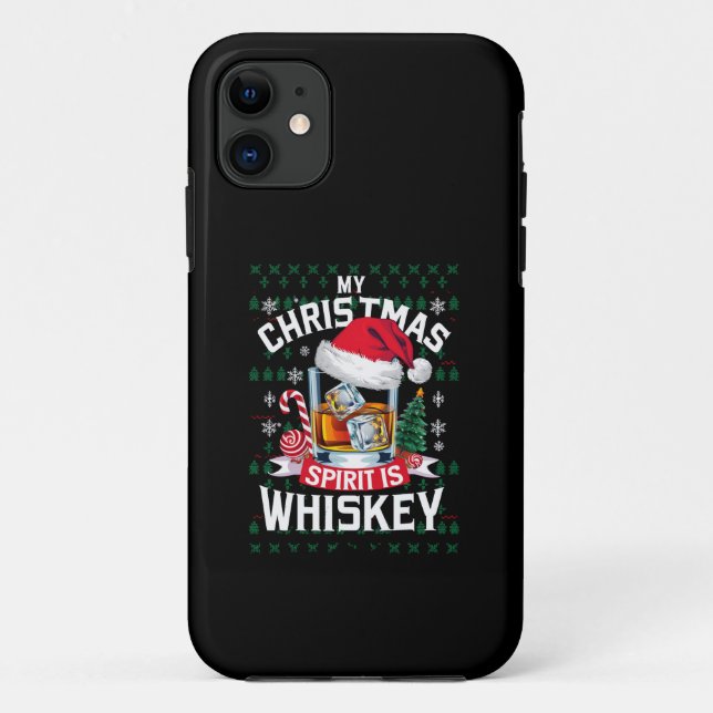 Coques Case-Mate iPhone Mon esprit de Noël est un pull moche Whiskey Xmas  (Dos)