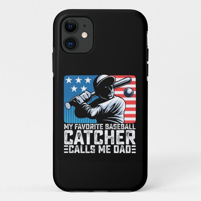 Coques Case-Mate iPhone Mon receveur de baseball préféré m'appelle papa (Dos)