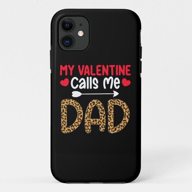 Coques Case-Mate iPhone Mon Valentin m'appelle Papa Léopard Buffalo à carr (Dos)
