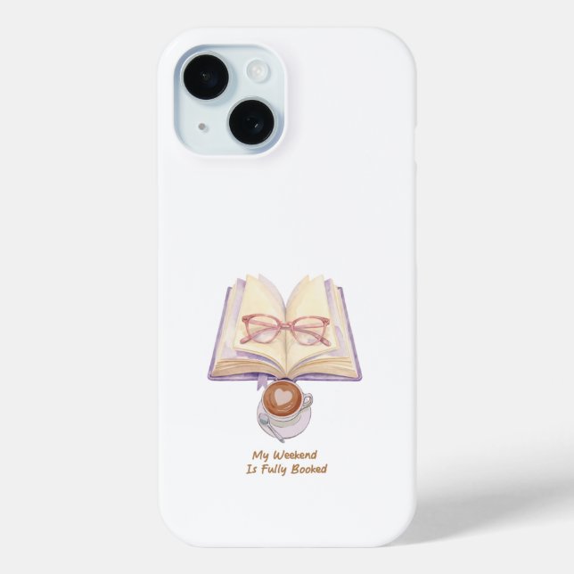 Coques Case-Mate iPhone Mon week-end est complet | Amoureux de livres cosy (Verso)