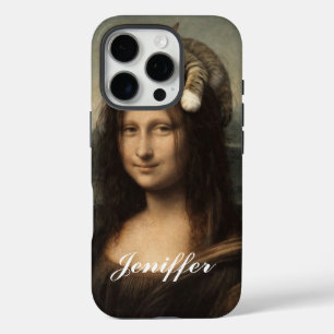 Coque iPhone 16 Pro Mona Lisa avec chat endormi
