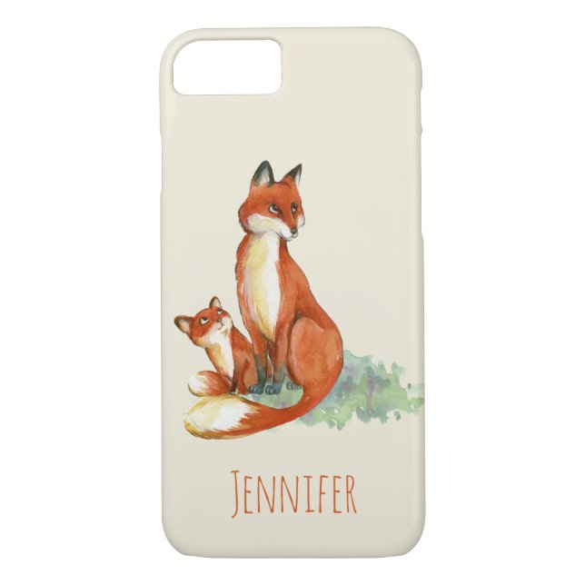 Coques Case-Mate iPhone Monma Fox et bébé aquarelle Illustration personnal (Dos)