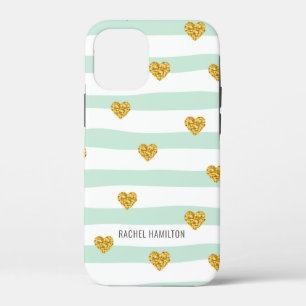 Case-Mate iPhone Case Monnaie et Blancs Coeurs d'or Nom personnalisé