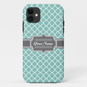 Coque Case-Mate iPhone Monnaie et Gris Marocain Quatrefoil Personnalisé N
