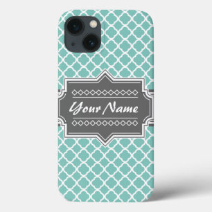 Coques Pour iPhone Monnaie et Gris Marocain Quatrefoil Personnalisé N