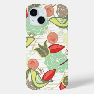 Coque Pour iPhone 15 Monnaie Jaune Oiseaux Doux Jardin Floral Fleurit C