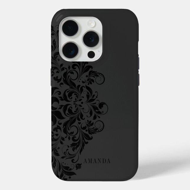 Coques Case-Mate iPhone Monochromatique noir tourbillon monogramme (Verso)