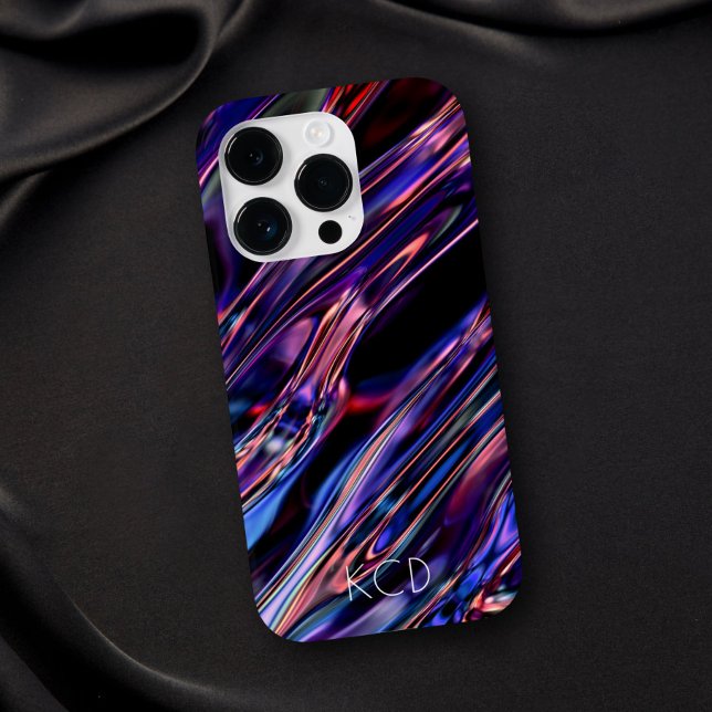 Coques Case-Mate iPhone Monochrome en métal liquide brillant avec nom (Créateur téléchargé)