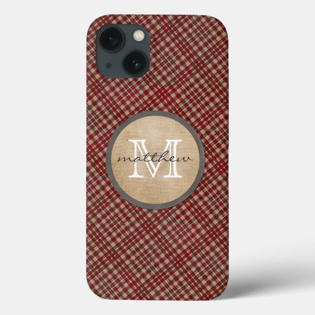 Coques Case-Mate iPhone monogram de Red Plaid (Verso)