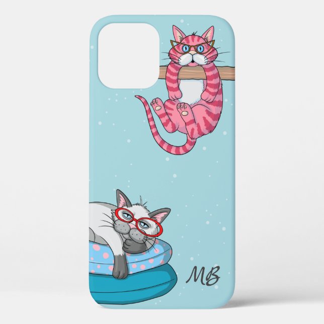 Coques Case-Mate iPhone Monogram Funny Whimsical Chats tendance moderne (Verso)