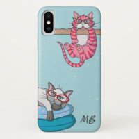 Monogram Funny Whimsical Chats tendance moderne