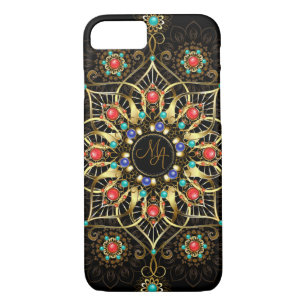 Case-Mate iPhone Case Monogram Gold Turquiose Red Mandala Jewel