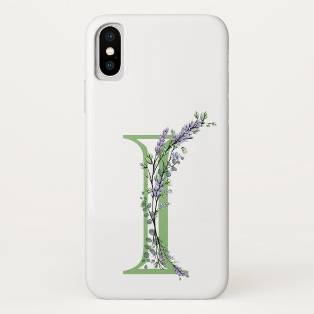 Coques Case-Mate iPhone Monogram I Lavande Eucalyptus (Dos)
