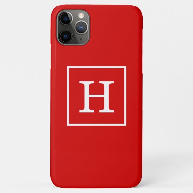 Coques Case-Mate iPhone Monogram initial de Red White Framed (Dos)