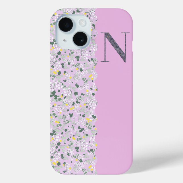 COQUES Case-Mate iPhone MONOGRAM INITIAL N LILAC PETITES FLEURS (Verso)