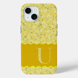 COQUE Case-Mate iPhone MONOGRAM INITIAL U JAUNE PETITES FLEURS