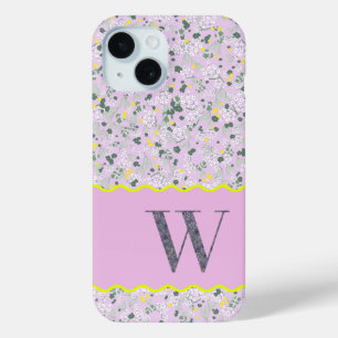 COQUE Case-Mate iPhone MONOGRAM INITIAL W LILAC PETITES FLEURS