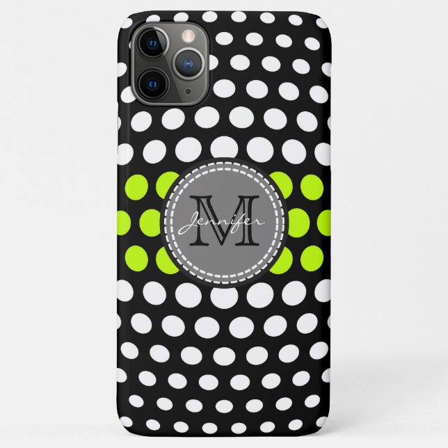 Coques Case-Mate iPhone Monogram Lime & White Pois Motif (Dos)