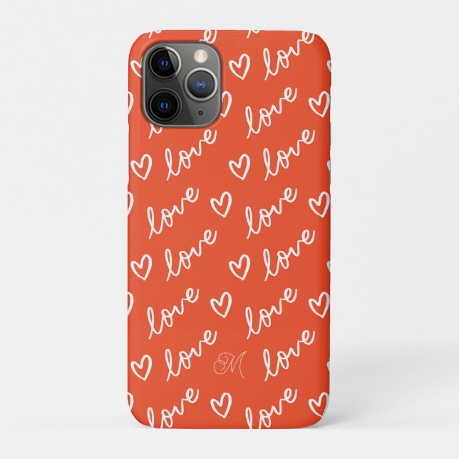 Coques Case-Mate iPhone Monogram Love Lettering & Cœurs Motif Rouge (Dos)