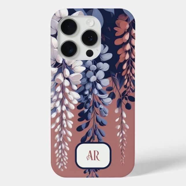 Coques Case-Mate iPhone Monogram Marine Rose Wisteria Élégance (Verso)