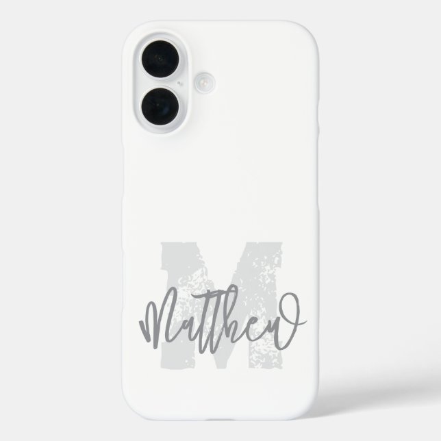 Coques Case-Mate iPhone Monogram Modern Cool Grunge Ajouter Votre Nom (Verso)
