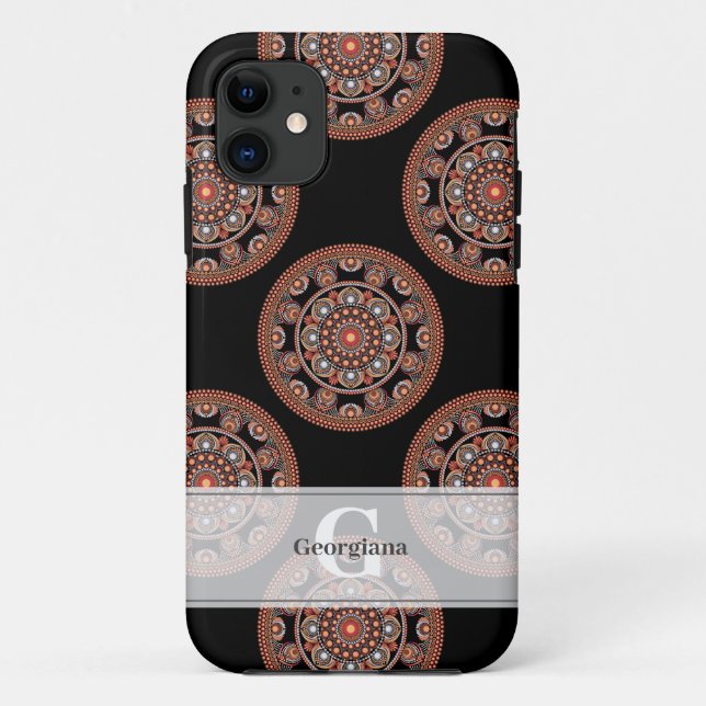 Coques Case-Mate iPhone Monogram Safari Coucher de soleil Bohemian Polka D (Dos)