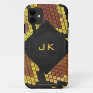Coque Case-Mate Pour iPhone Monogram Snake Brown et Gold Print