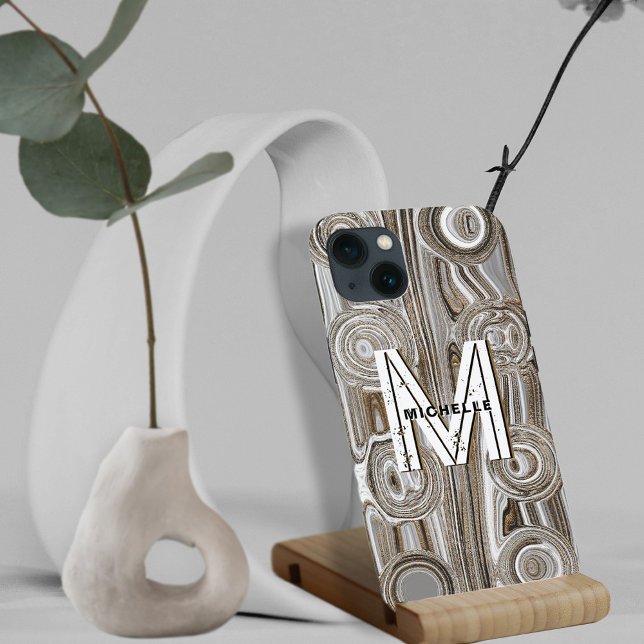 Coques Case-Mate iPhone Monogram White & Gold Parties scintillant Funky Re (Créateur téléchargé)
