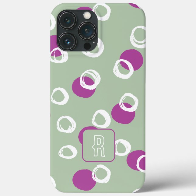 Coques Case-Mate iPhone Monogramd Elegant Résumé cercles de sauge Motif (Verso)