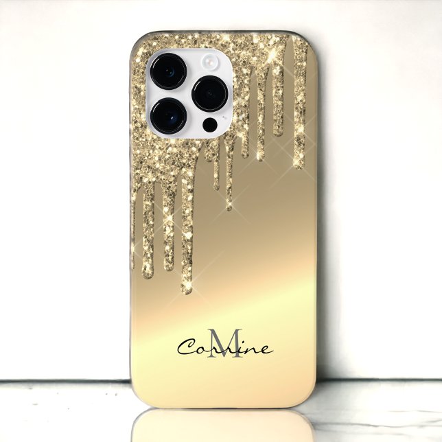 Coques Case-Mate iPhone Monogramme 14k Gold Side Parties scintillant de sé (Créateur téléchargé)