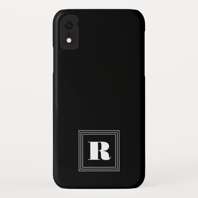 Coques Case-Mate iPhone Monogramme 3 cadres | Noir et blanc (Dos)