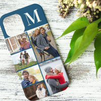 Monogramme 6 Photo Collage bleu