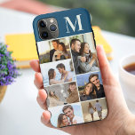 Case-Mate iPhone Case Monogramme 7 Photo Collage sur Peacock Blue Turquo<br><div class="desc">Monogrammed photo collage coque iphone que vous pouvez personnaliser avec 7 de vos photos préférées et votre initiale. Le modèle est configuré pour vous permettre d'ajouter vos photos, de travailler de haut en bas sur le côté gauche, puis de haut en bas sur le côté droit. Le design a un...</div>
