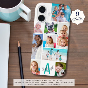 Coque Pour iPhone 16 Monogramme 9 Photo Nom du collage Couleur personna