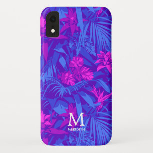 Case-Mate iPhone Case Monogramme à feuilles tropicales roses et violett