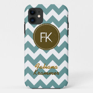 Coque iPhone 11 monogramme à la mode chevron