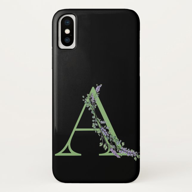 Coques Case-Mate iPhone Monogramme A Lavande Eucalyptus (Dos)