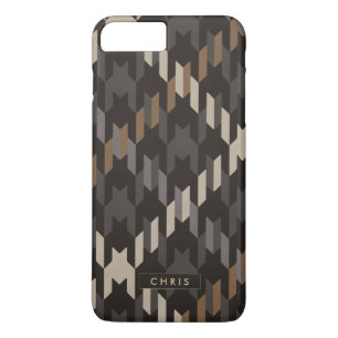 Etui iPhone Case-Mate Monogramme à motif carreaux houndstooth marron gra