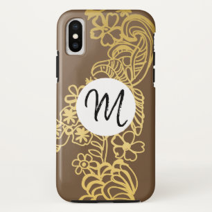 Case-Mate iPhone Case monogramme à motif floral doré