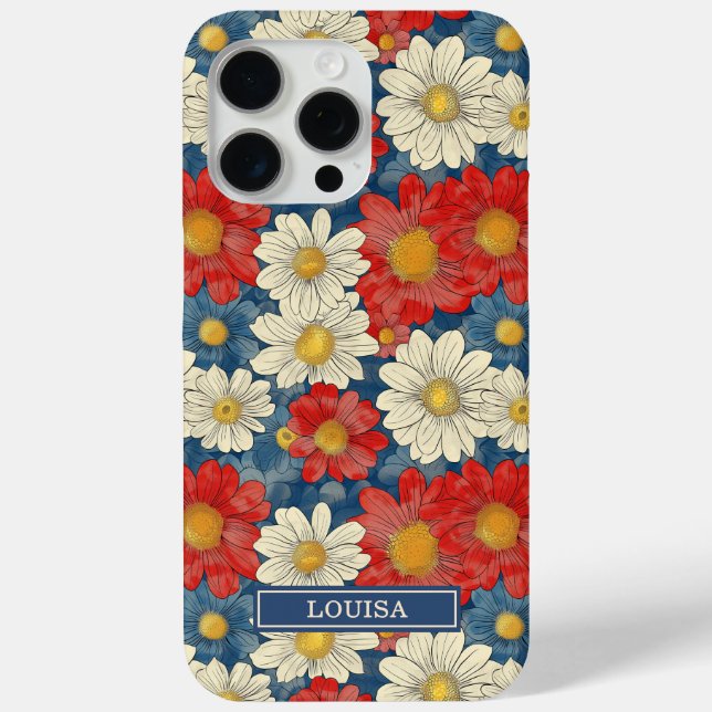 Coques Case-Mate iPhone Monogramme à motif floral rouge japonais (Verso)